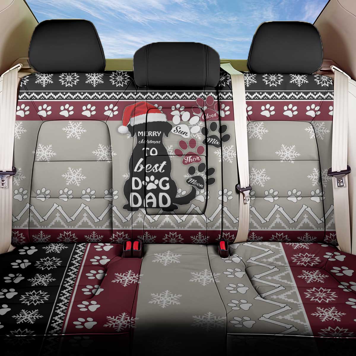 To Best Dog Dad Christmas Design Back Car Seat Cover Xmas Holiday Patterns - Wonder Print Shop