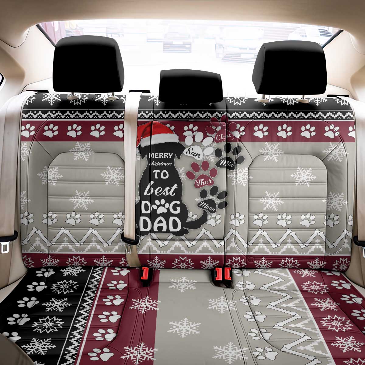 To Best Dog Dad Christmas Design Back Car Seat Cover Xmas Holiday Patterns - Wonder Print Shop