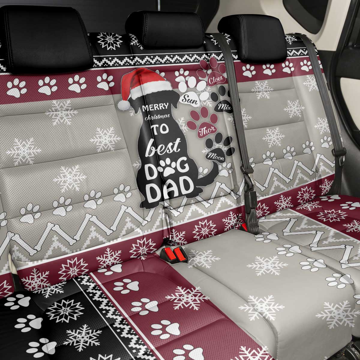 To Best Dog Dad Christmas Design Back Car Seat Cover Xmas Holiday Patterns - Wonder Print Shop