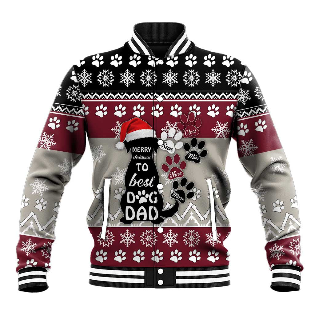 To Best Dog Dad Christmas Design Baseball Jacket Xmas Holiday Patterns - Wonder Print Shop