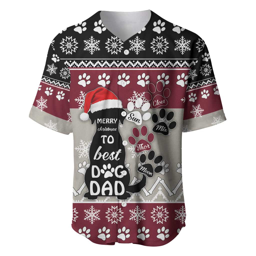 To Best Dog Dad Christmas Design Baseball Jersey Xmas Holiday Patterns - Wonder Print Shop
