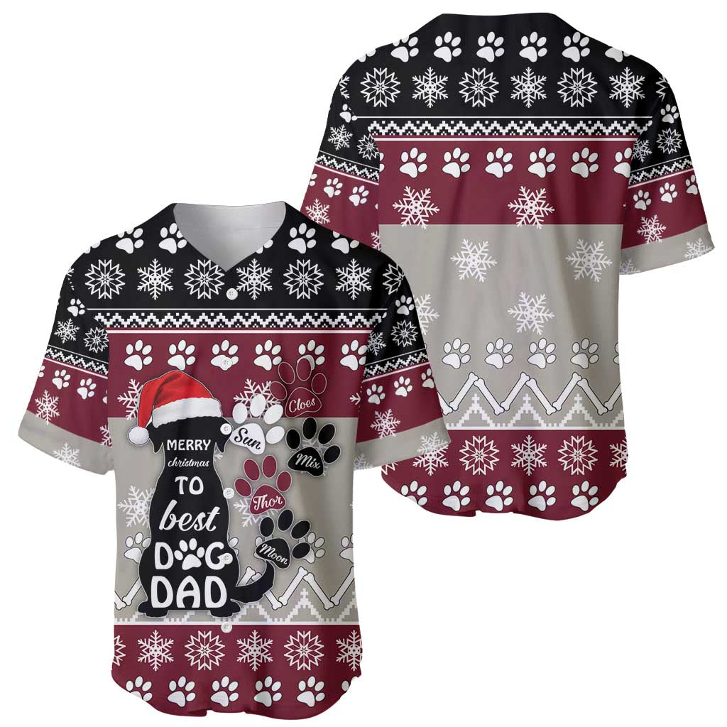 To Best Dog Dad Christmas Design Baseball Jersey Xmas Holiday Patterns - Wonder Print Shop