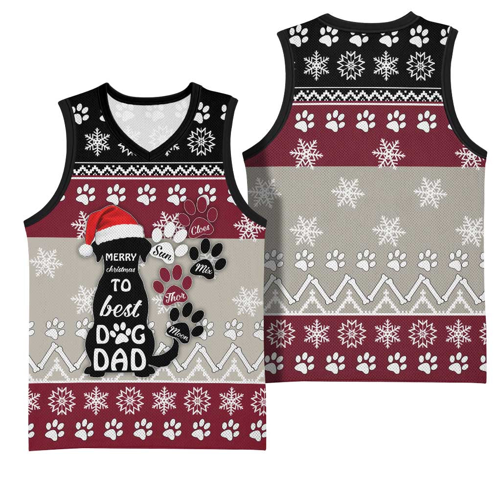 To Best Dog Dad Christmas Design Basketball Jersey Xmas Holiday Patterns - Wonder Print Shop