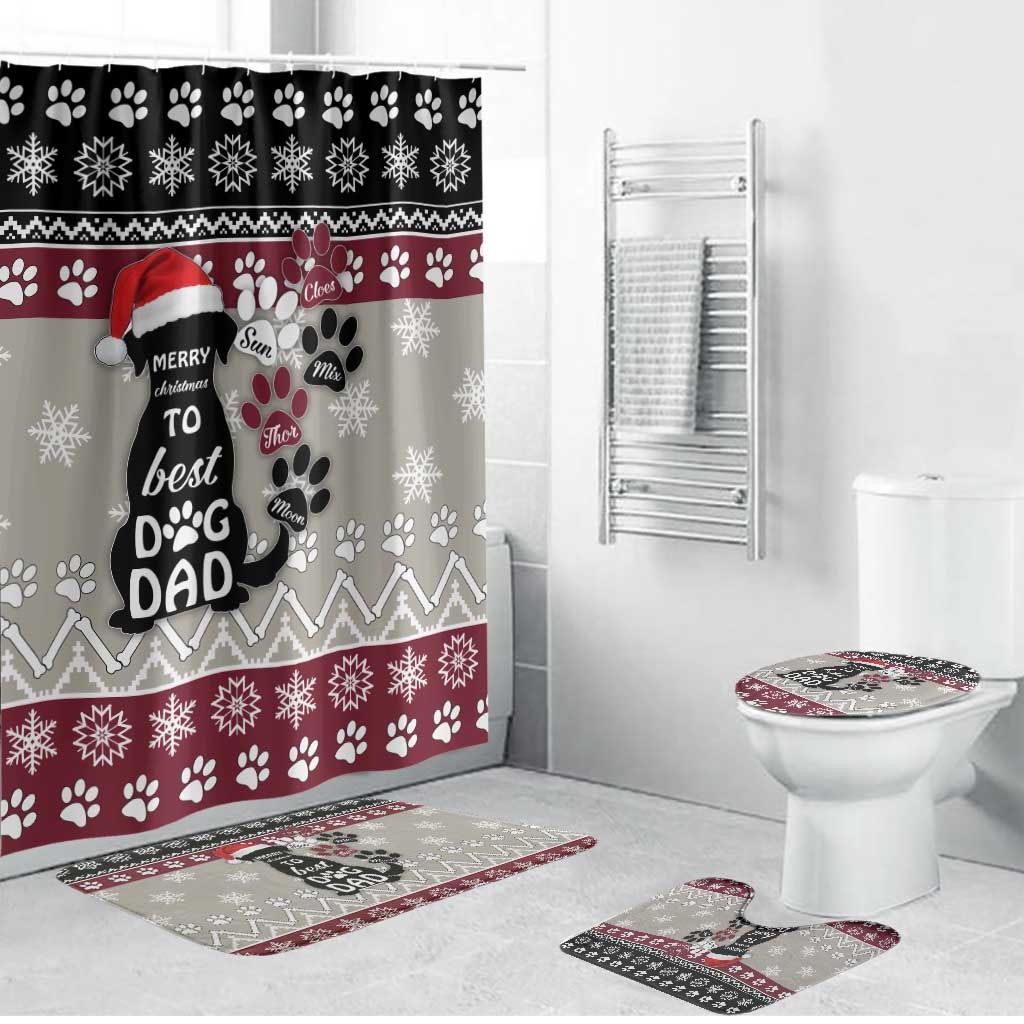 To Best Dog Dad Christmas Design Bathroom Set Xmas Holiday Patterns - Wonder Print Shop
