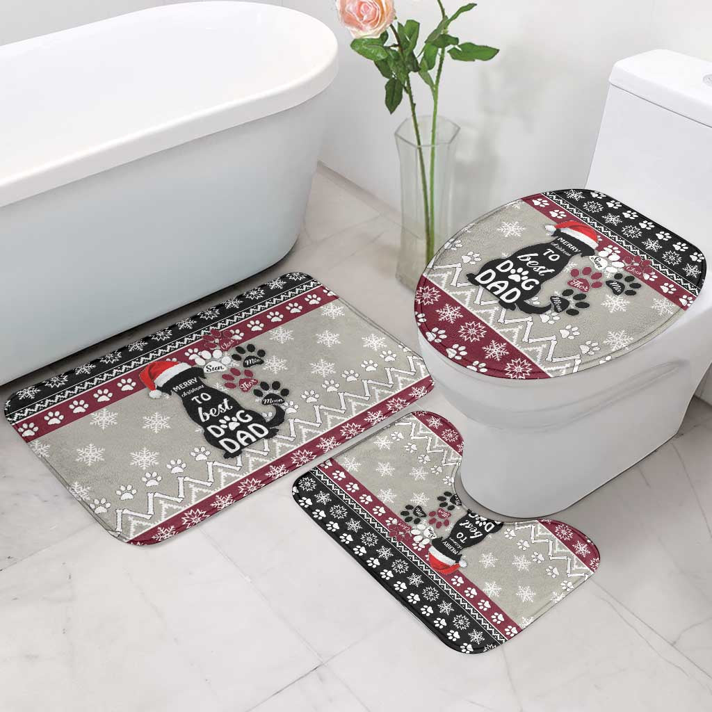 To Best Dog Dad Christmas Design Bathroom Set Xmas Holiday Patterns - Wonder Print Shop