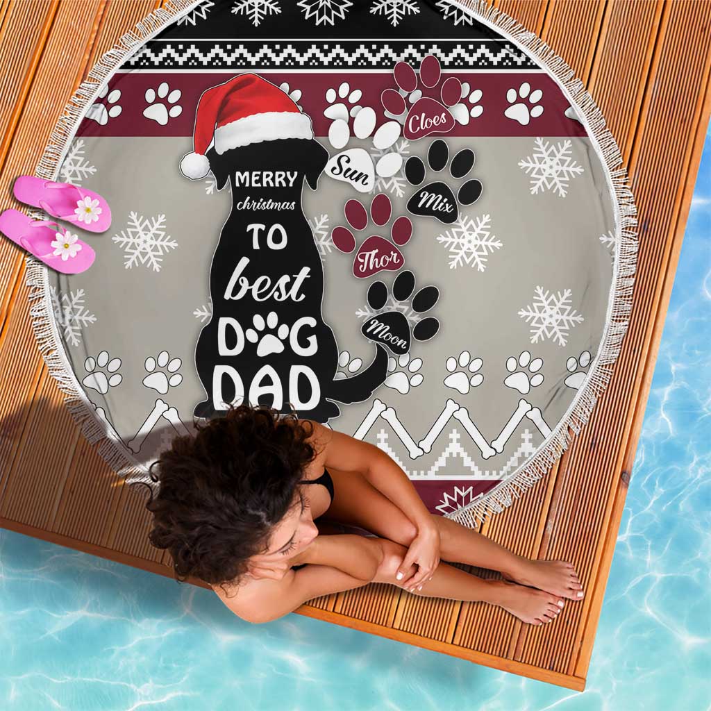 To Best Dog Dad Christmas Design Beach Blanket Xmas Holiday Patterns - Wonder Print Shop