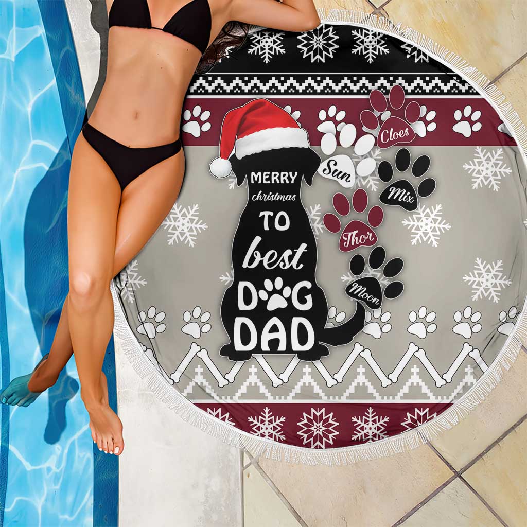 To Best Dog Dad Christmas Design Beach Blanket Xmas Holiday Patterns - Wonder Print Shop