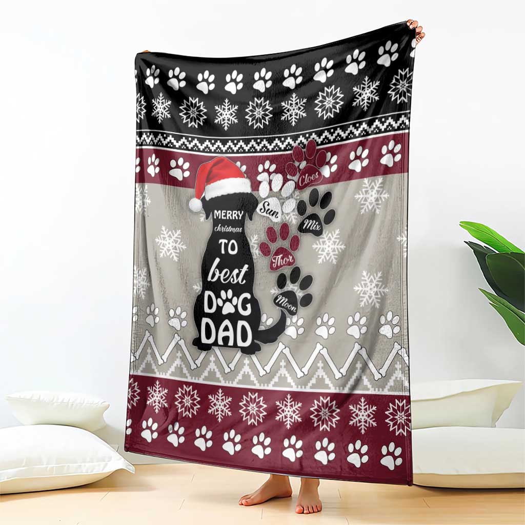 To Best Dog Dad Christmas Design Blanket Xmas Holiday Patterns - Wonder Print Shop