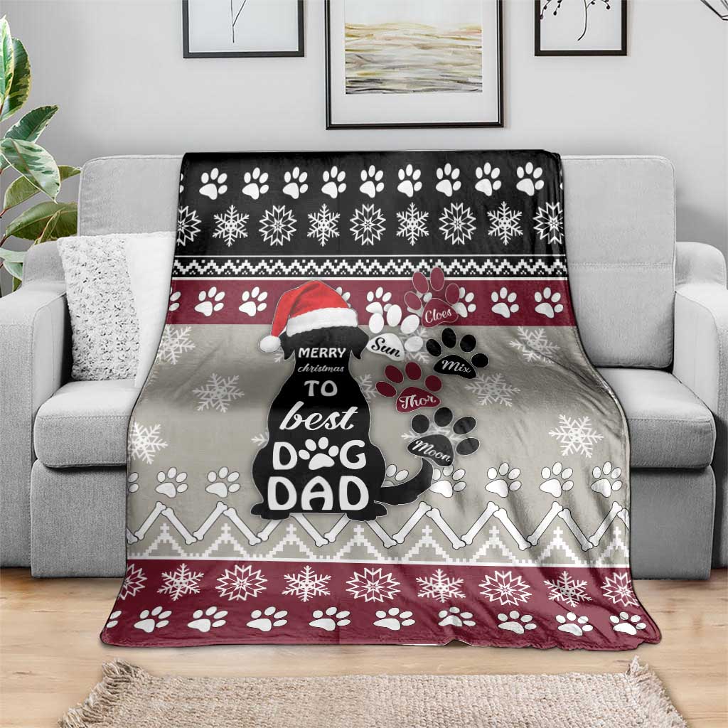 To Best Dog Dad Christmas Design Blanket Xmas Holiday Patterns - Wonder Print Shop