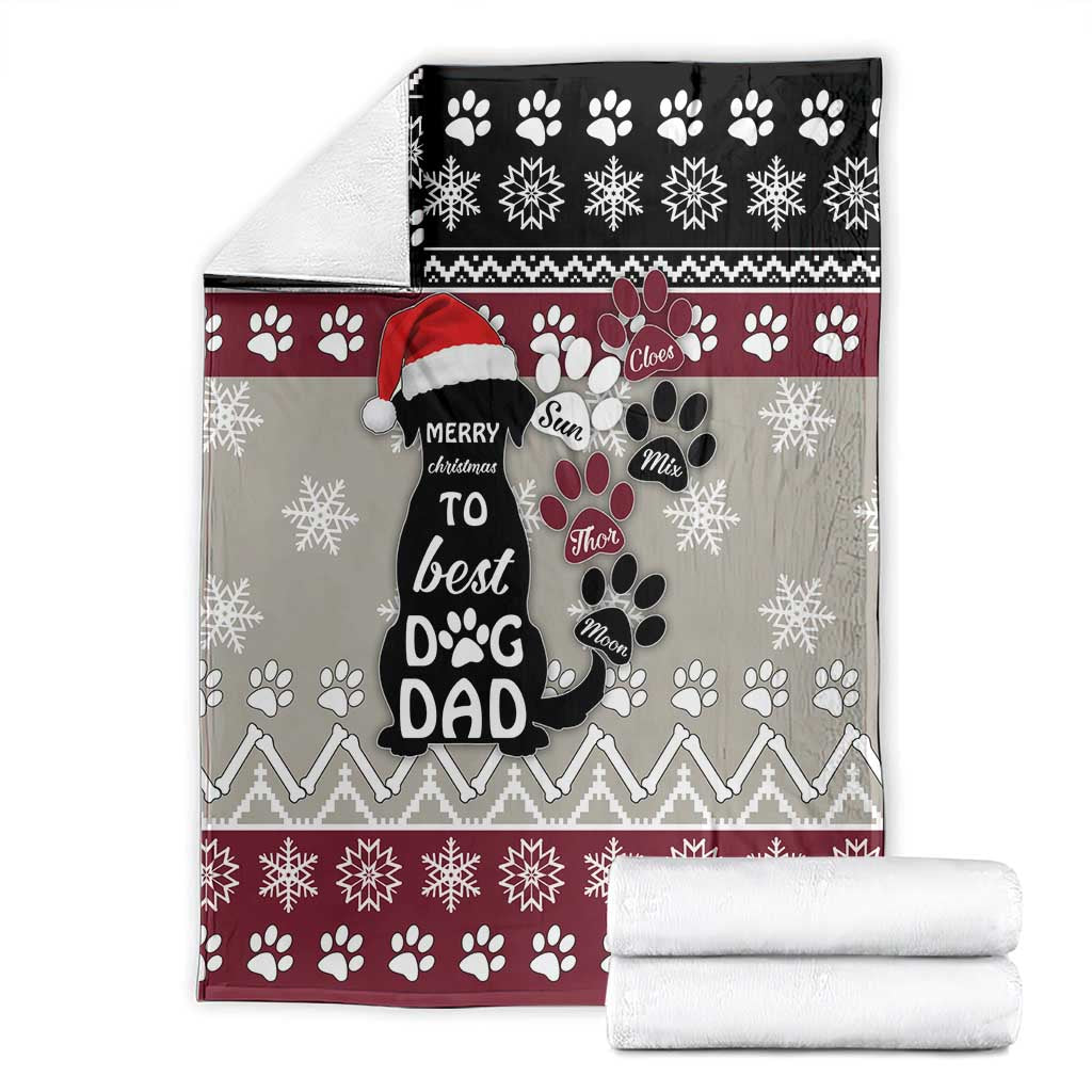 To Best Dog Dad Christmas Design Blanket Xmas Holiday Patterns - Wonder Print Shop