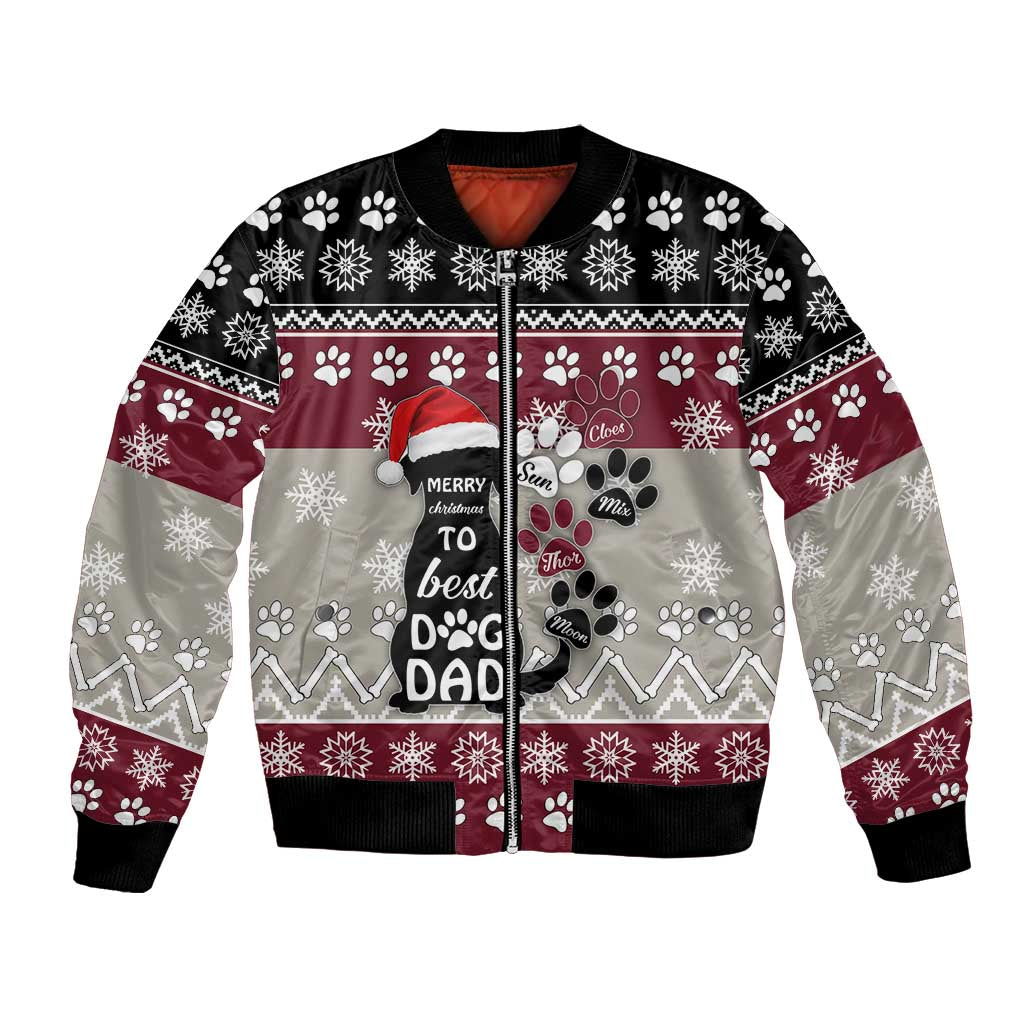 To Best Dog Dad Christmas Design Bomber Jacket Xmas Holiday Patterns - Wonder Print Shop