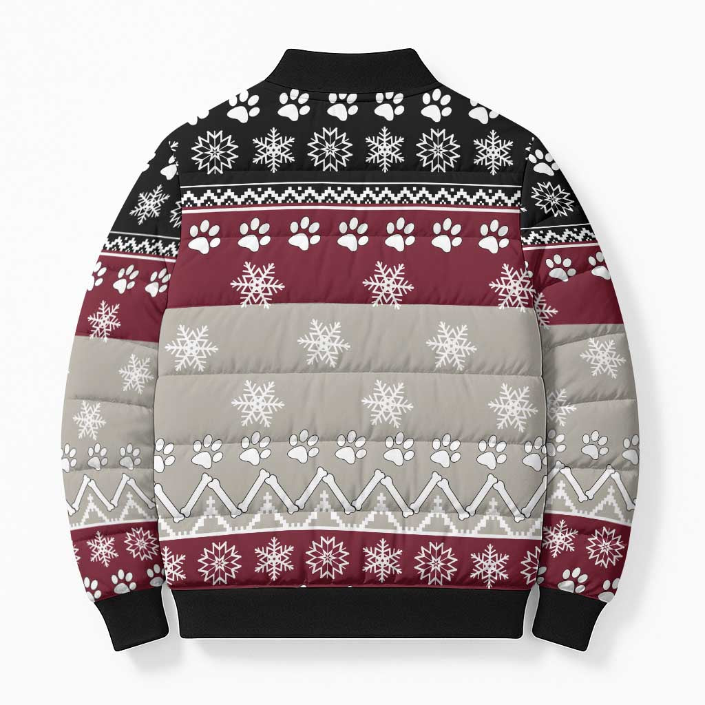 To Best Dog Dad Christmas Design Bomber Puffer Jacket Xmas Holiday Patterns - Wonder Print Shop