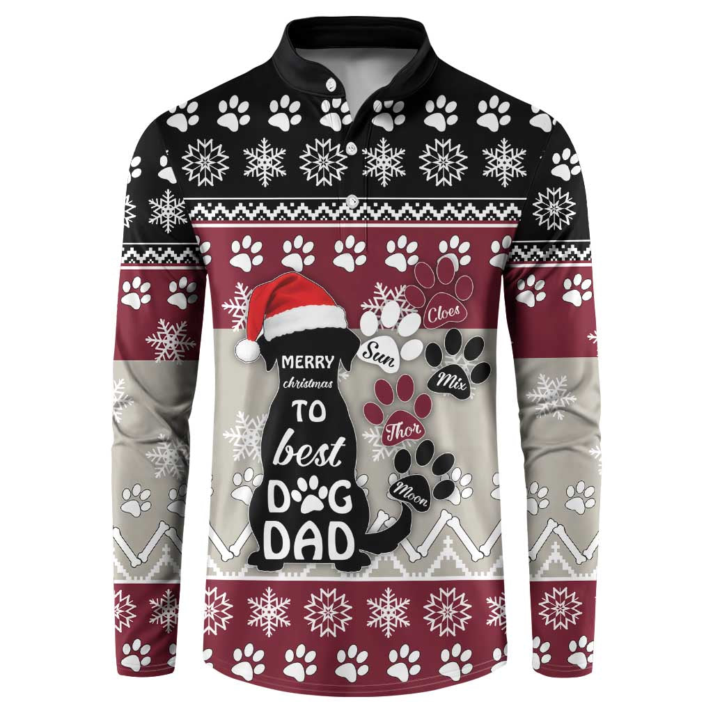 To Best Dog Dad Christmas Design Button Sweatshirt Xmas Holiday Patterns - Wonder Print Shop