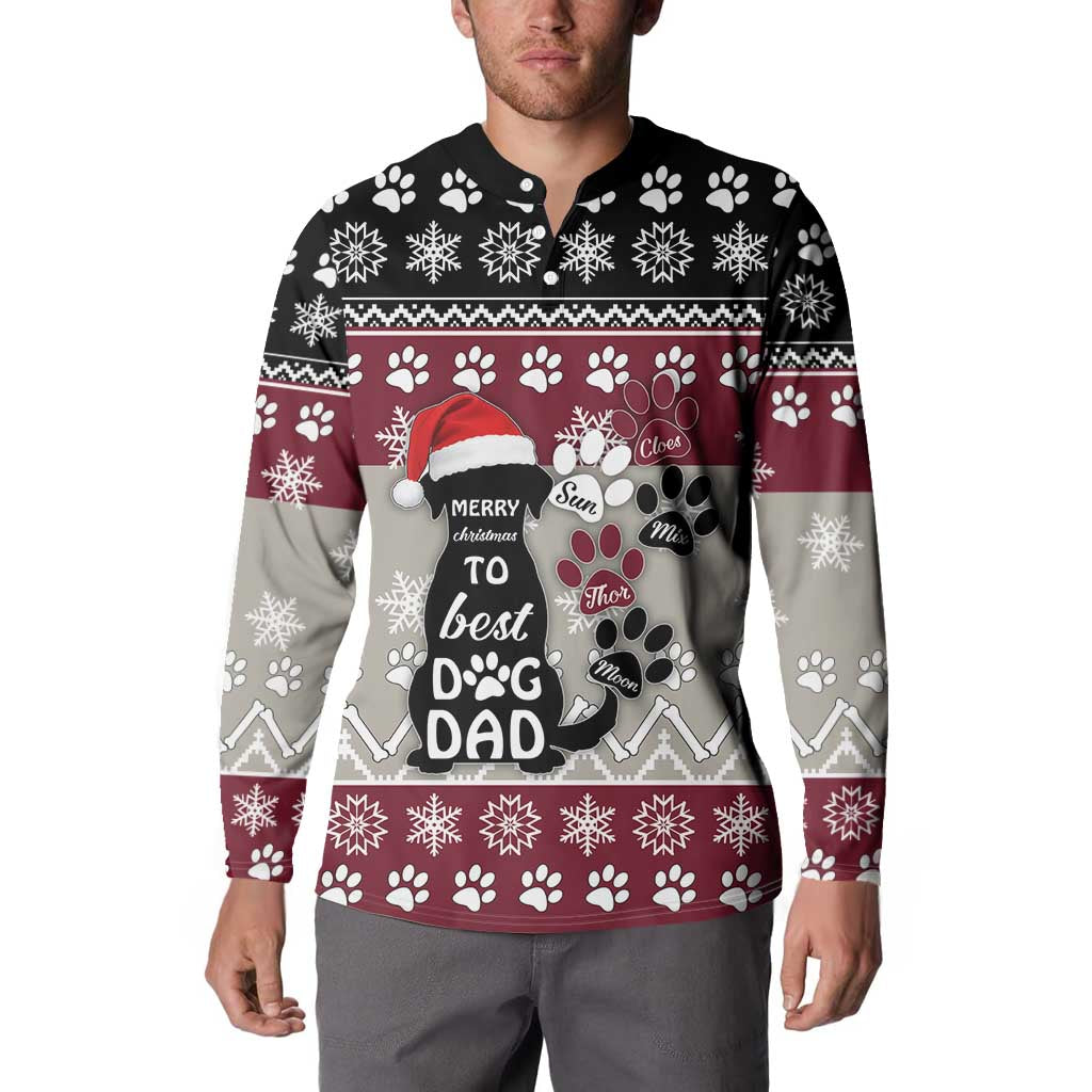 To Best Dog Dad Christmas Design Button Sweatshirt Xmas Holiday Patterns - Wonder Print Shop