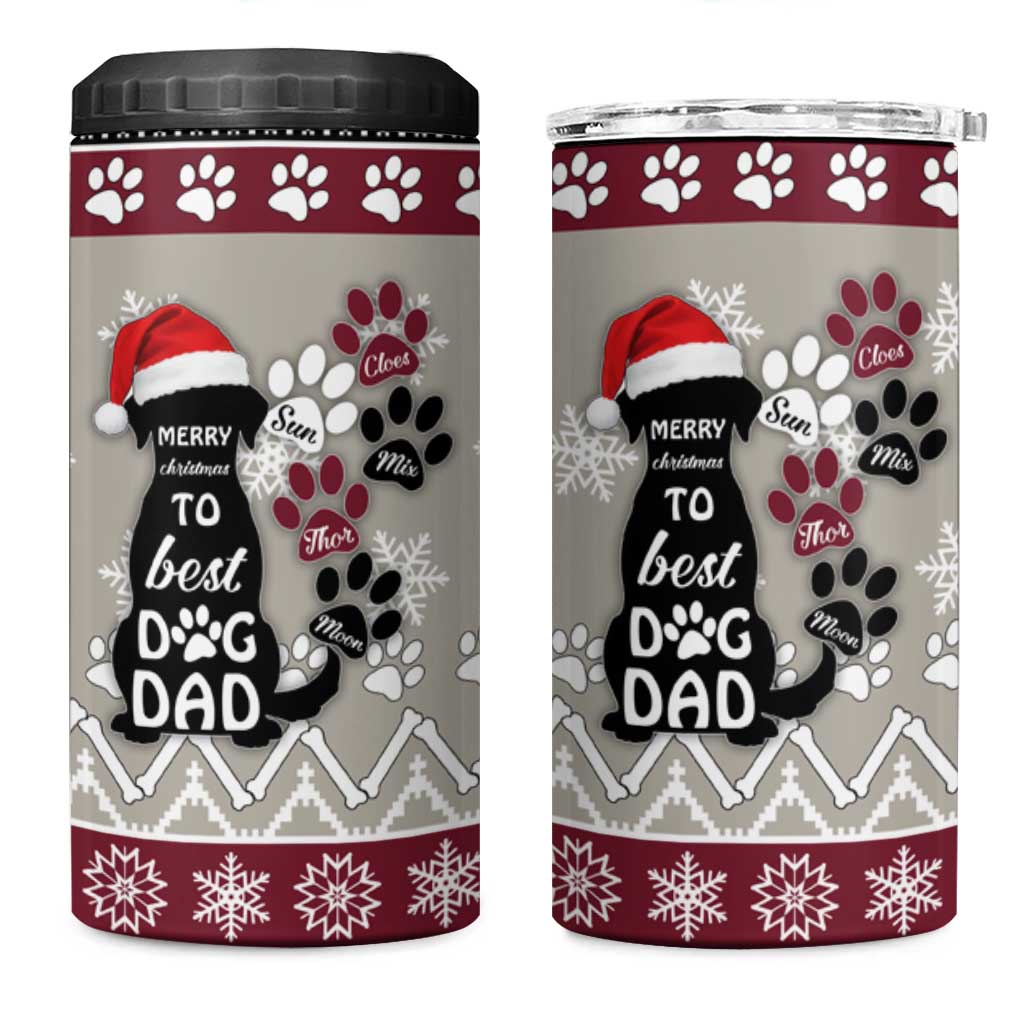 To Best Dog Dad Christmas Design 4 in 1 Can Cooler Tumbler Xmas Holiday Patterns - Wonder Print Shop
