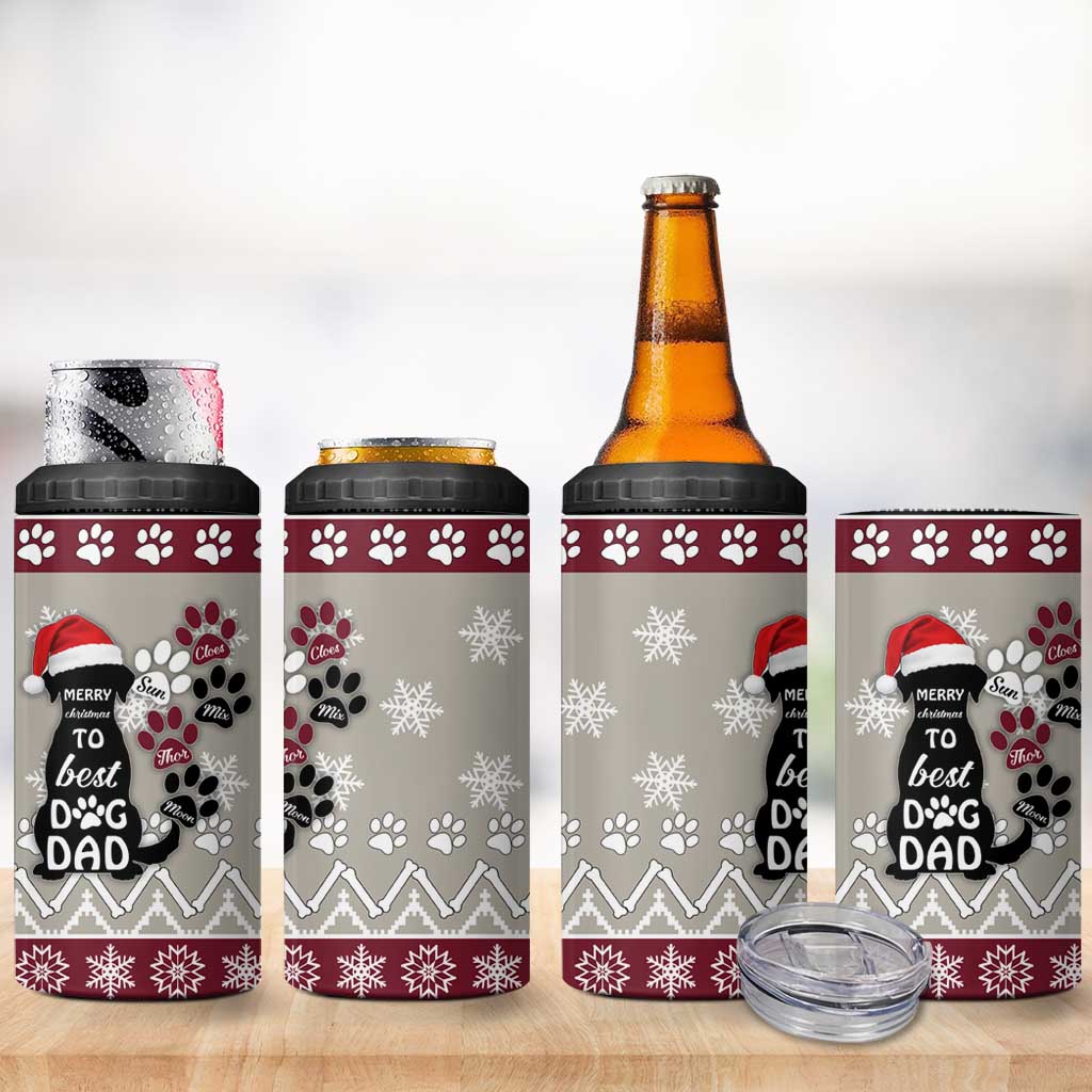 To Best Dog Dad Christmas Design 4 in 1 Can Cooler Tumbler Xmas Holiday Patterns - Wonder Print Shop