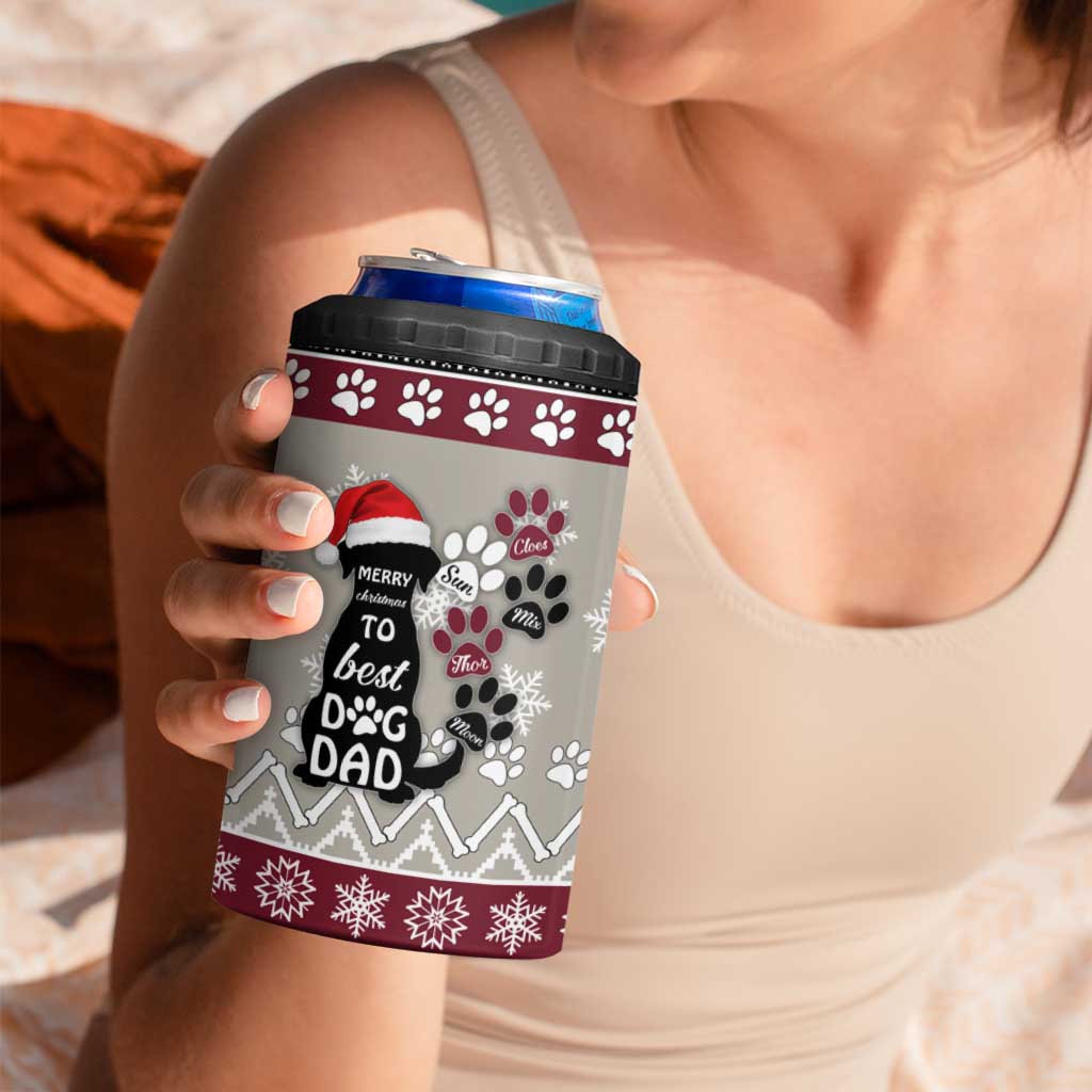 To Best Dog Dad Christmas Design 4 in 1 Can Cooler Tumbler Xmas Holiday Patterns - Wonder Print Shop
