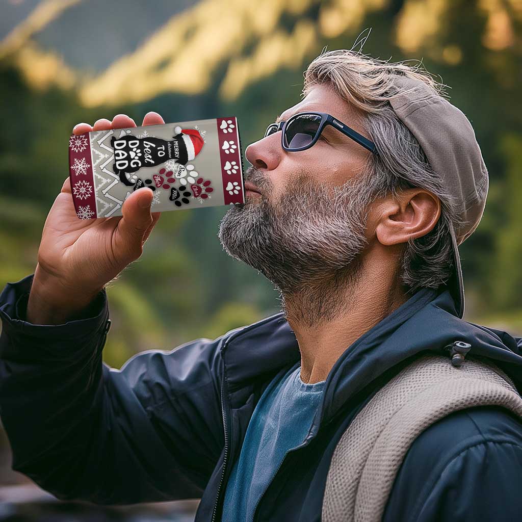 To Best Dog Dad Christmas Design 4 in 1 Can Cooler Tumbler Xmas Holiday Patterns - Wonder Print Shop