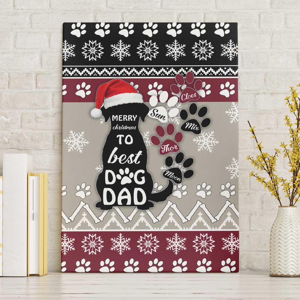 To Best Dog Dad Christmas Design Canvas Wall Art Xmas Holiday Patterns - Wonder Print Shop