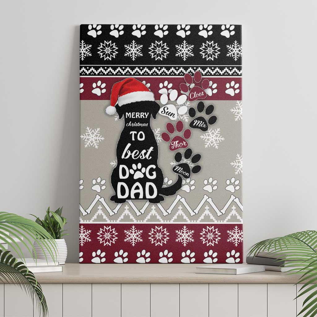 To Best Dog Dad Christmas Design Canvas Wall Art Xmas Holiday Patterns - Wonder Print Shop
