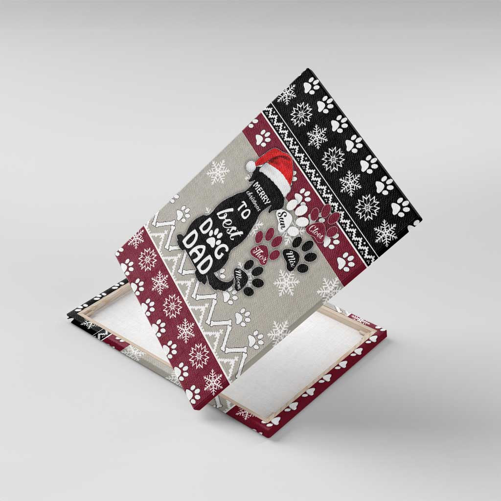 To Best Dog Dad Christmas Design Canvas Wall Art Xmas Holiday Patterns - Wonder Print Shop