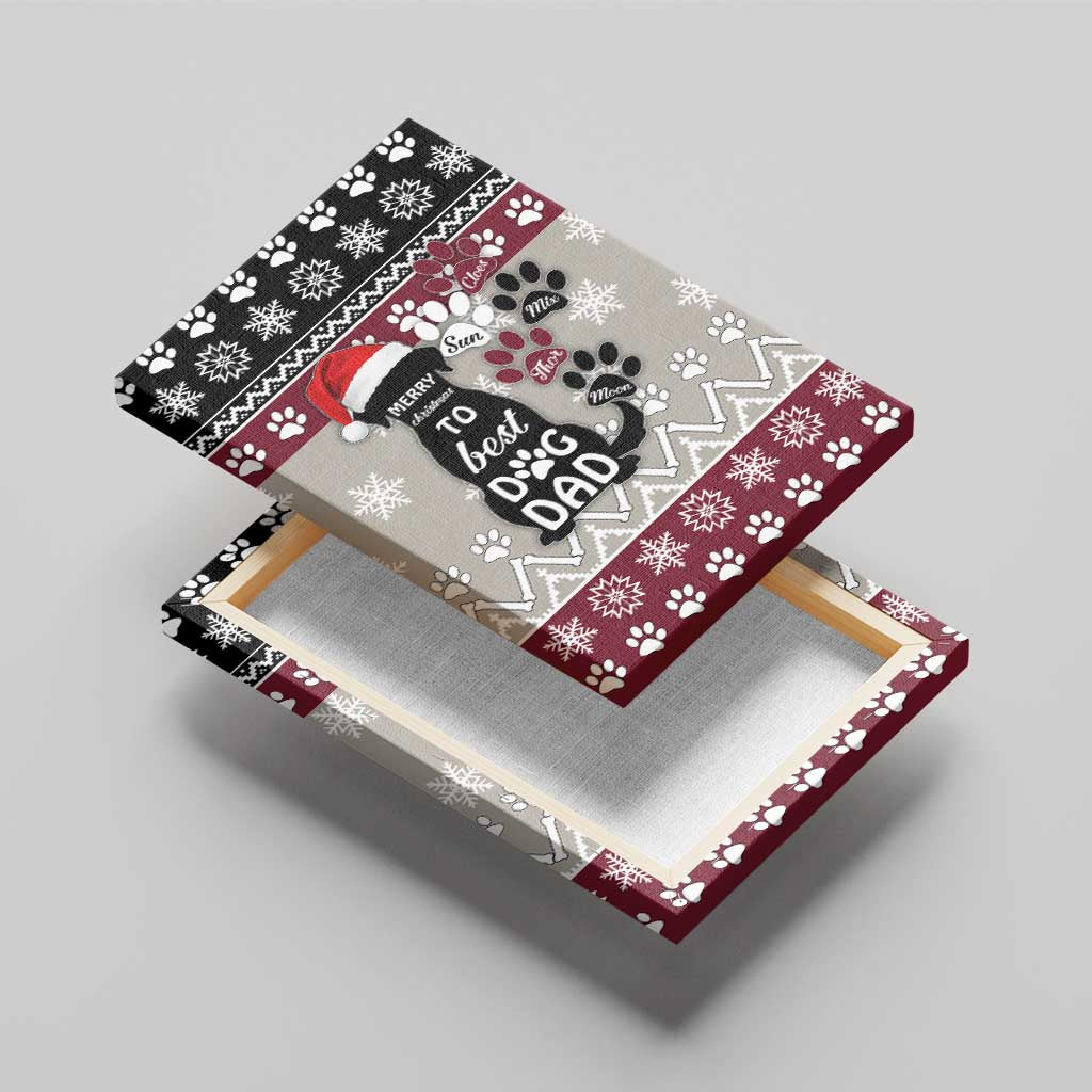 To Best Dog Dad Christmas Design Canvas Wall Art Xmas Holiday Patterns - Wonder Print Shop