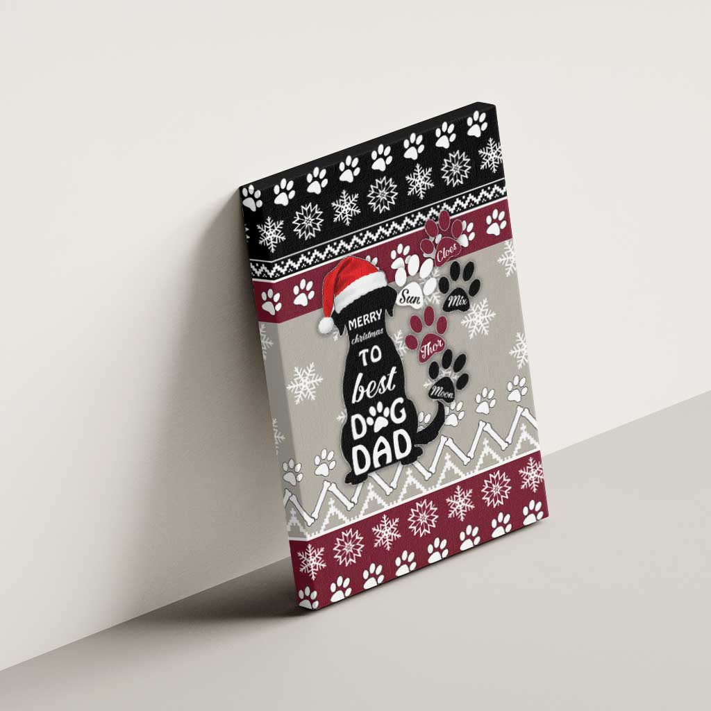 To Best Dog Dad Christmas Design Canvas Wall Art Xmas Holiday Patterns - Wonder Print Shop