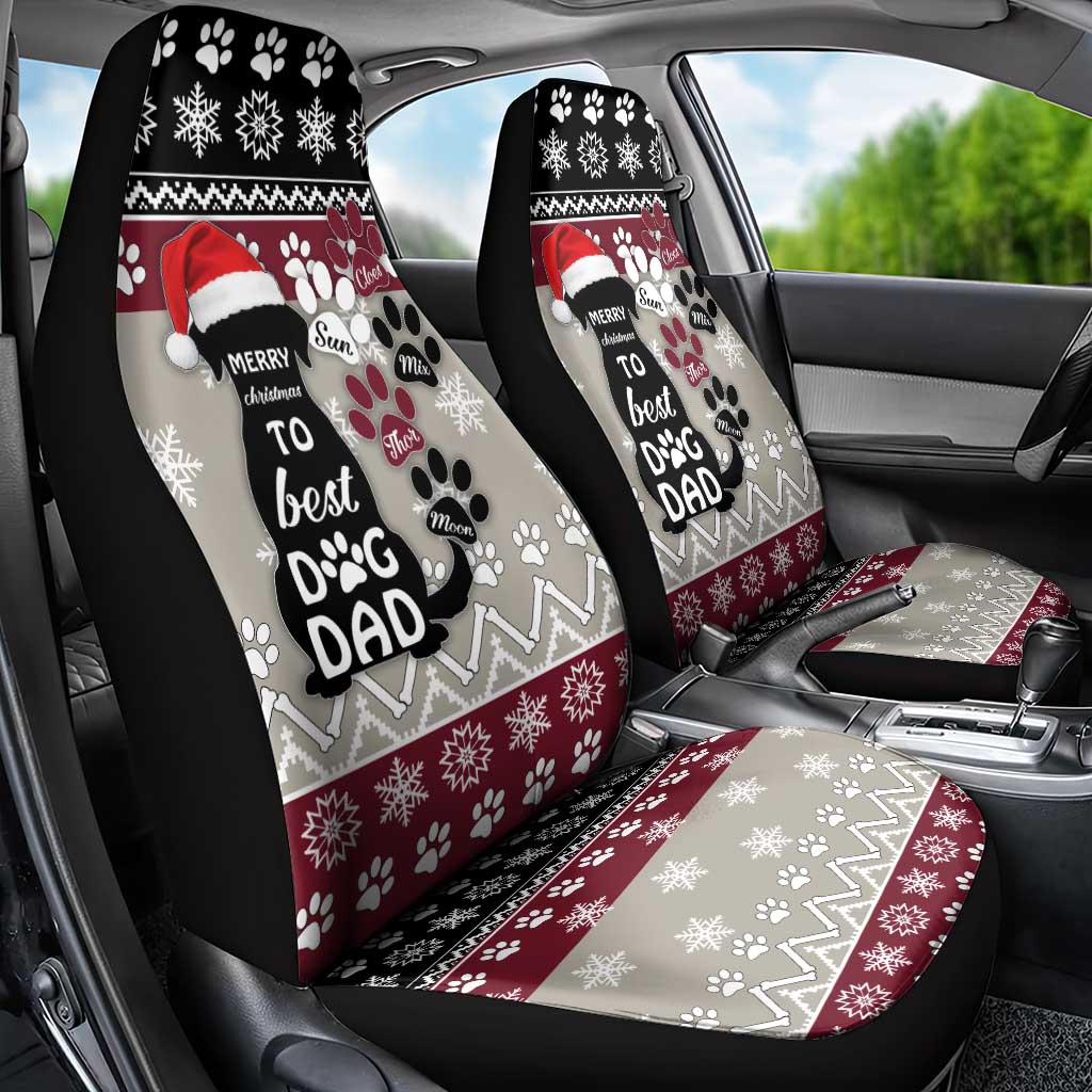 To Best Dog Dad Christmas Design Car Seat Cover Xmas Holiday Patterns - Wonder Print Shop