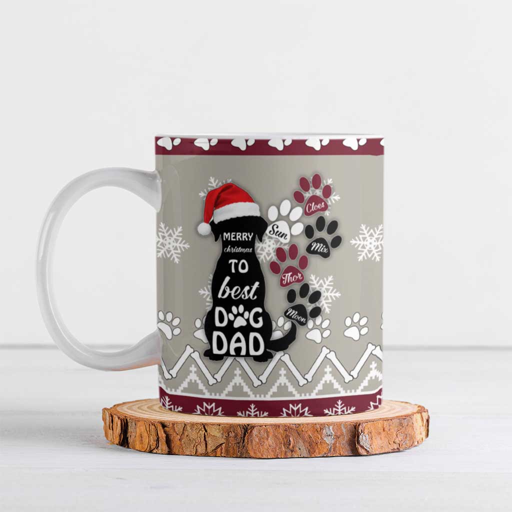 To Best Dog Dad Christmas Design Ceramic Mug Xmas Holiday Patterns - Wonder Print Shop
