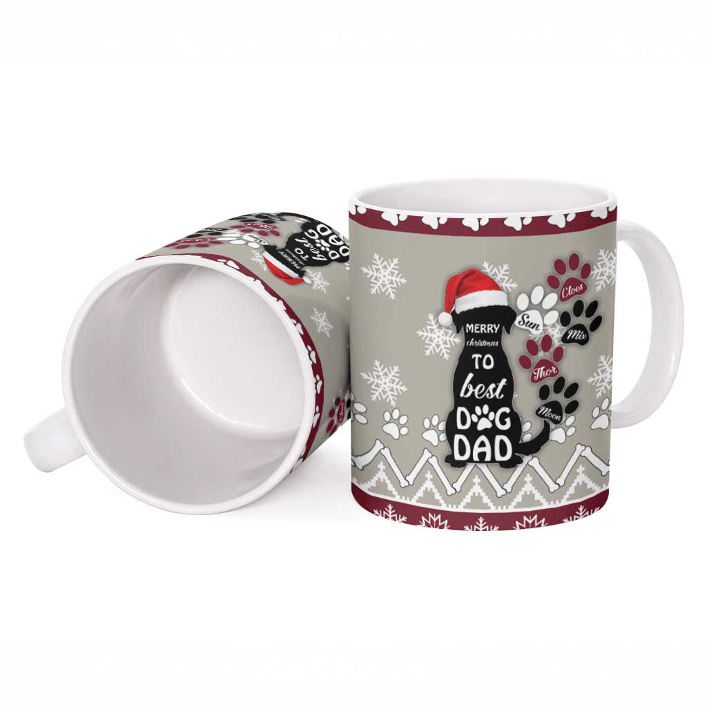 To Best Dog Dad Christmas Design Ceramic Mug Xmas Holiday Patterns - Wonder Print Shop