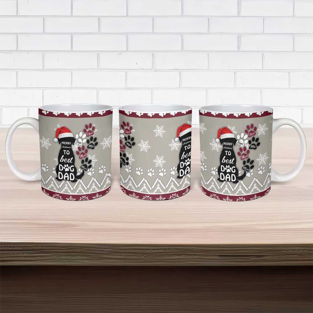 To Best Dog Dad Christmas Design Ceramic Mug Xmas Holiday Patterns - Wonder Print Shop