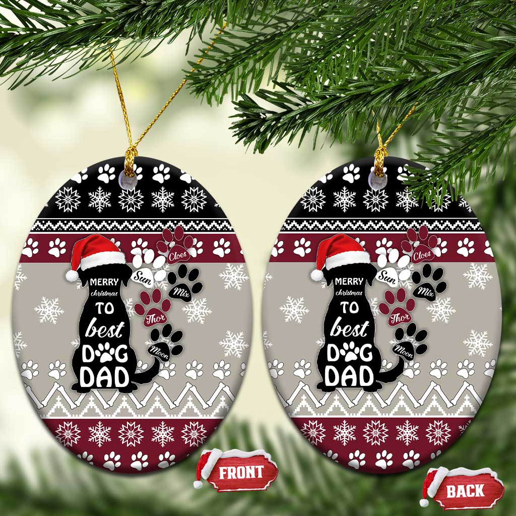 To Best Dog Dad Christmas Design Ceramic Ornament Xmas Holiday Patterns - Wonder Print Shop