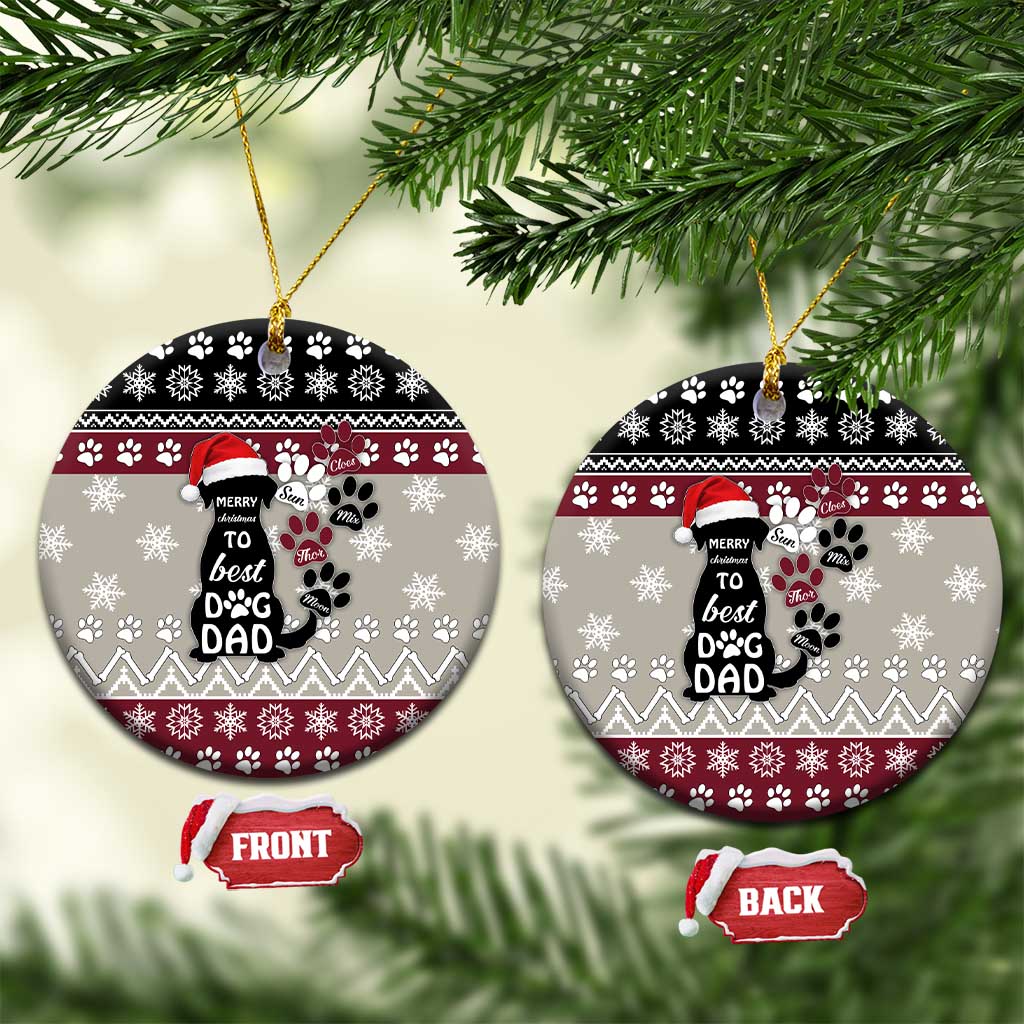To Best Dog Dad Christmas Design Ceramic Ornament Xmas Holiday Patterns - Wonder Print Shop