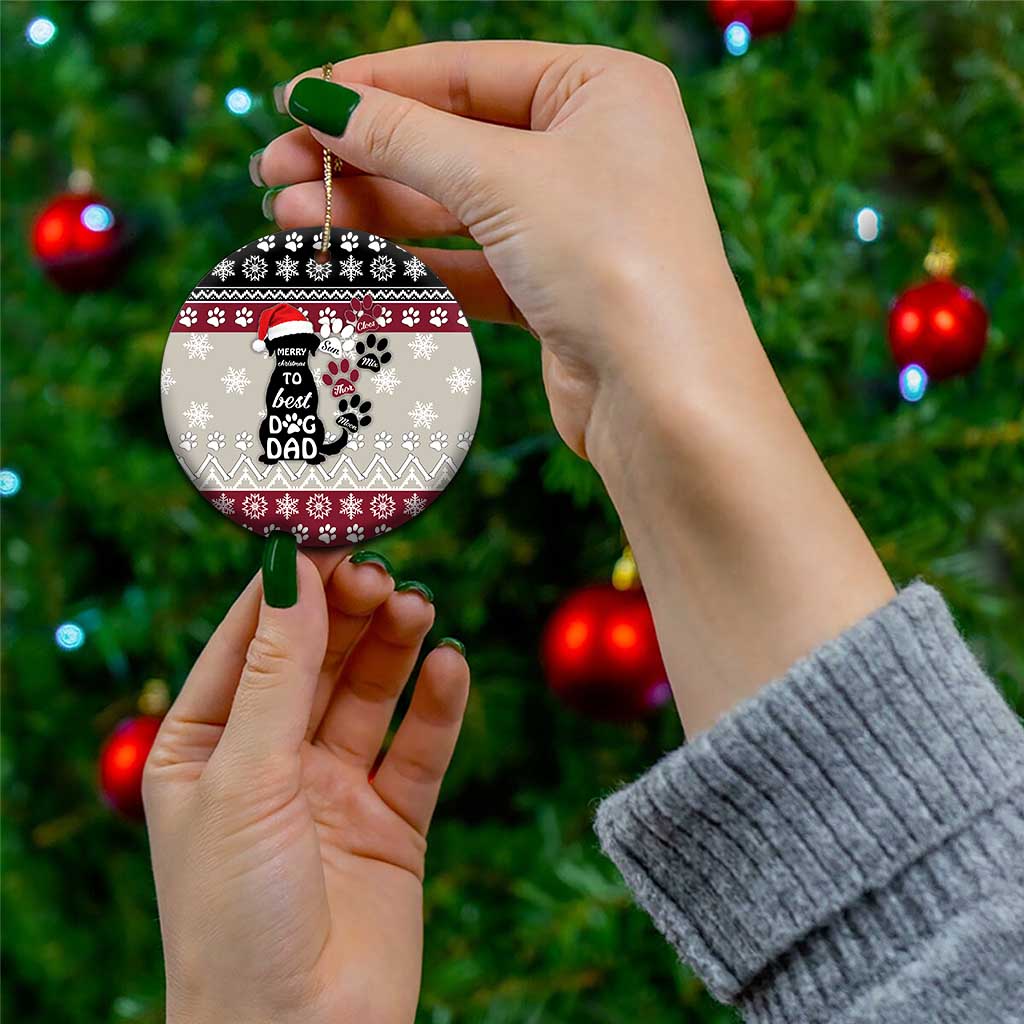 To Best Dog Dad Christmas Design Ceramic Ornament Xmas Holiday Patterns - Wonder Print Shop
