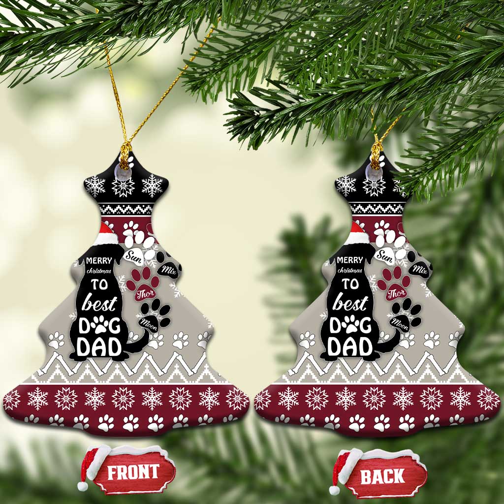 To Best Dog Dad Christmas Design Ceramic Ornament Xmas Holiday Patterns - Wonder Print Shop