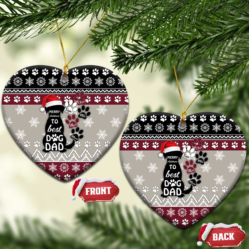 To Best Dog Dad Christmas Design Ceramic Ornament Xmas Holiday Patterns - Wonder Print Shop