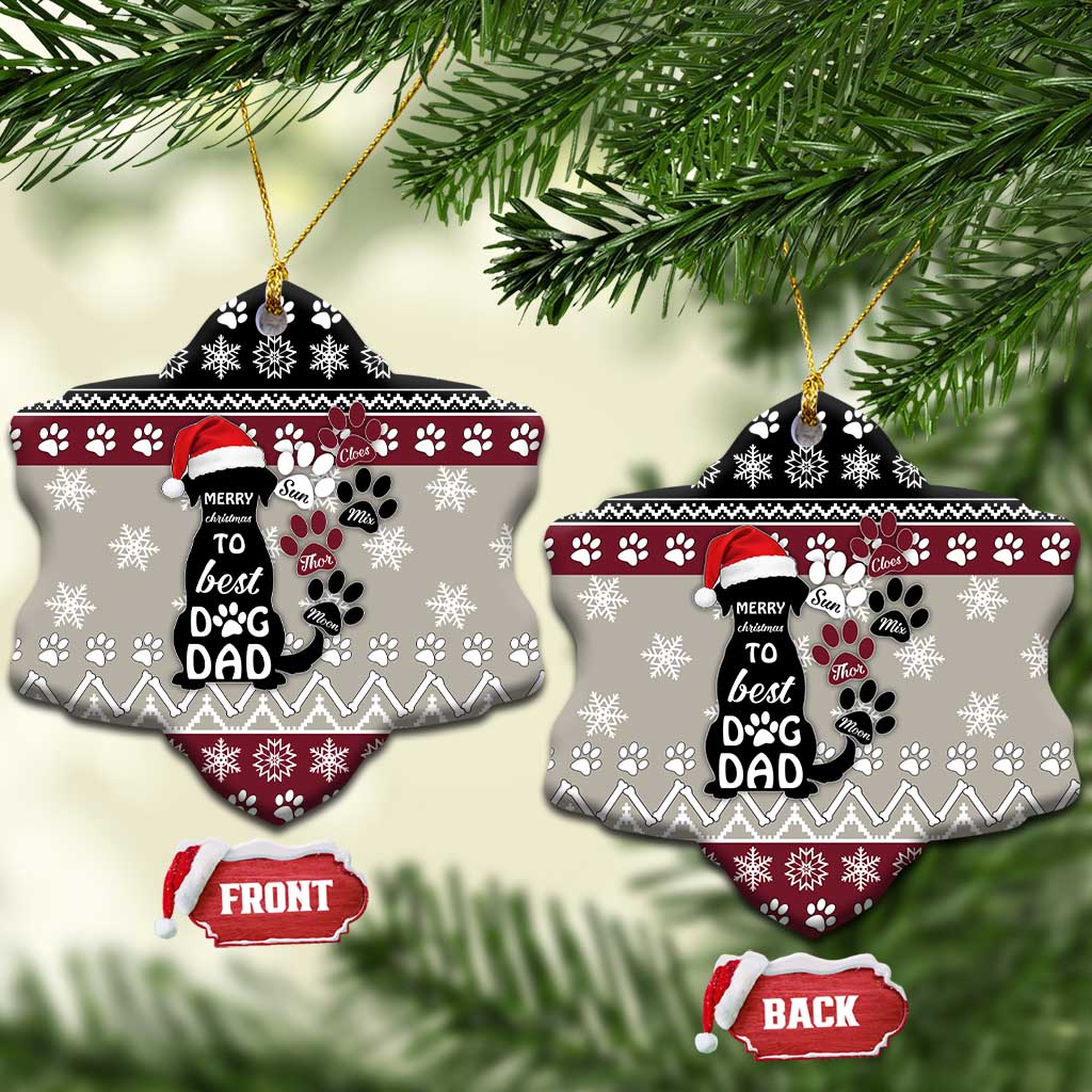 To Best Dog Dad Christmas Design Ceramic Ornament Xmas Holiday Patterns - Wonder Print Shop