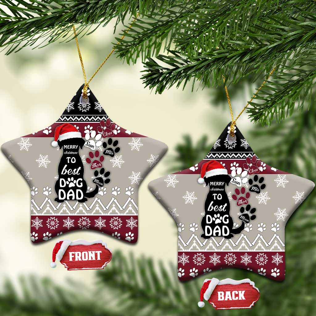To Best Dog Dad Christmas Design Ceramic Ornament Xmas Holiday Patterns - Wonder Print Shop