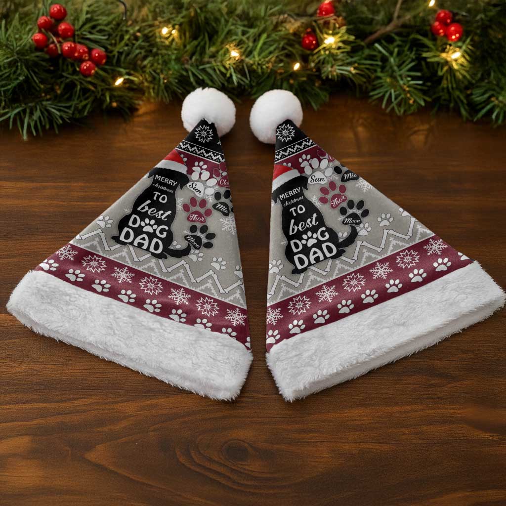 To Best Dog Dad Christmas Design Christmas Santa Hat Xmas Holiday Patterns - Wonder Print Shop