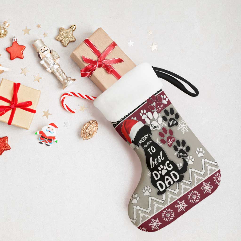 To Best Dog Dad Christmas Design Christmas Stocking Xmas Holiday Patterns - Wonder Print Shop