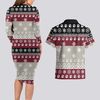 To Best Dog Dad Christmas Design Couples Matching Long Sleeve Bodycon Dress and Hawaiian Shirt Xmas Holiday Patterns - Wonder Print Shop