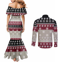 To Best Dog Dad Christmas Design Couples Matching Mermaid Dress and Long Sleeve Button Shirt Xmas Holiday Patterns - Wonder Print Shop