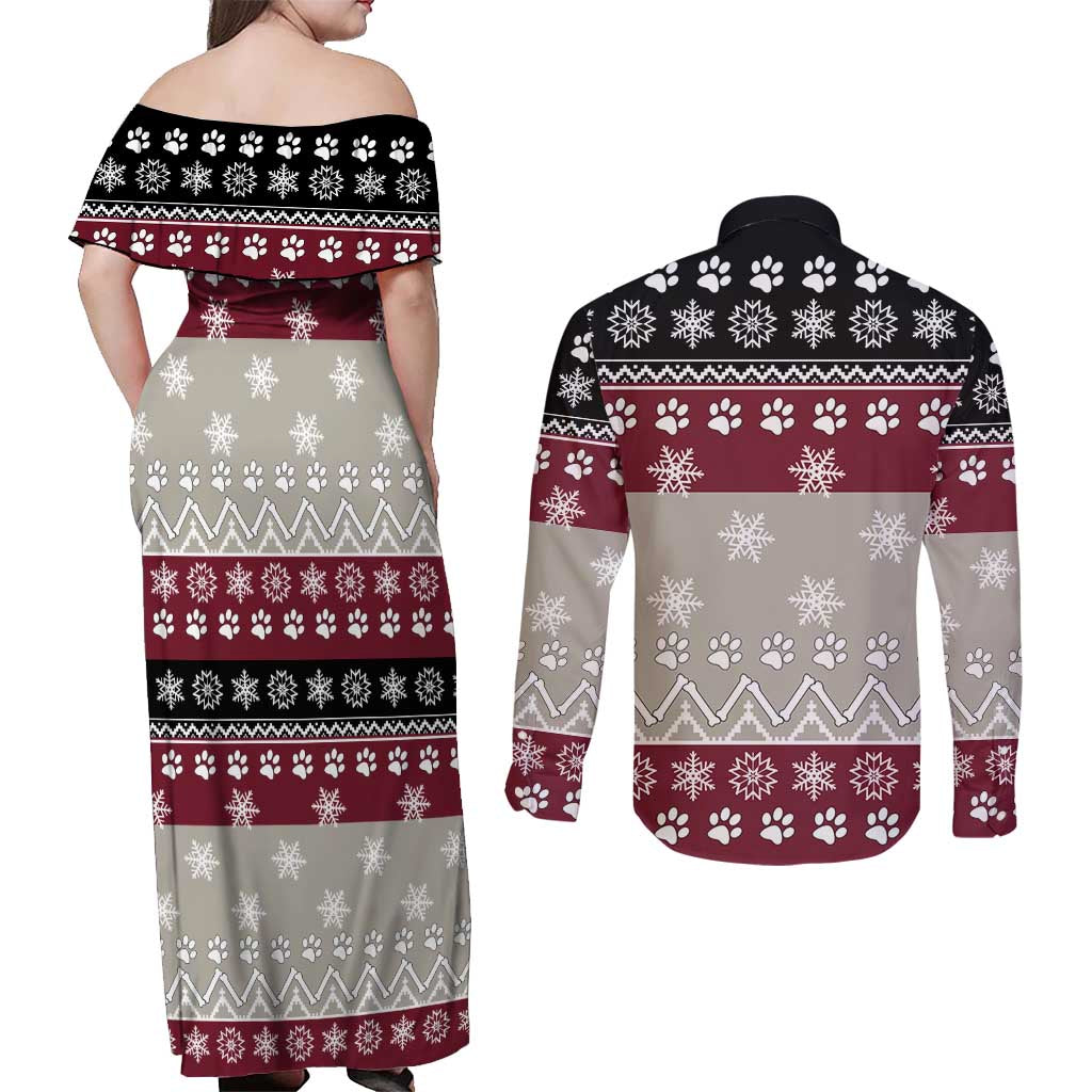 To Best Dog Dad Christmas Design Couples Matching Off Shoulder Maxi Dress and Long Sleeve Button Shirt Xmas Holiday Patterns - Wonder Print Shop