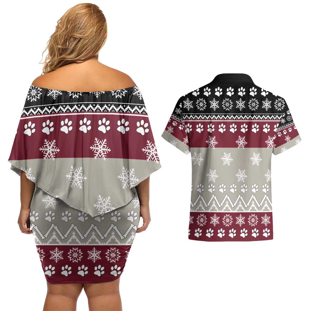 To Best Dog Dad Christmas Design Couples Matching Off Shoulder Short Dress and Hawaiian Shirt Xmas Holiday Patterns - Wonder Print Shop