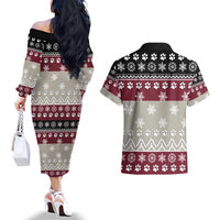 To Best Dog Dad Christmas Design Couples Matching Off The Shoulder Long Sleeve Dress and Hawaiian Shirt Xmas Holiday Patterns - Wonder Print Shop