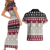 To Best Dog Dad Christmas Design Couples Matching Short Sleeve Bodycon Dress and Hawaiian Shirt Xmas Holiday Patterns - Wonder Print Shop