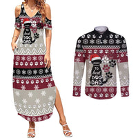 To Best Dog Dad Christmas Design Couples Matching Summer Maxi Dress and Long Sleeve Button Shirt Xmas Holiday Patterns - Wonder Print Shop