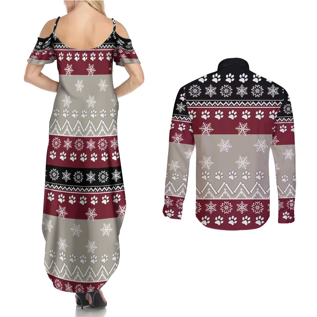 To Best Dog Dad Christmas Design Couples Matching Summer Maxi Dress and Long Sleeve Button Shirt Xmas Holiday Patterns - Wonder Print Shop