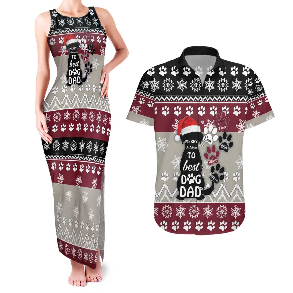 To Best Dog Dad Christmas Design Couples Matching Tank Maxi Dress and Hawaiian Shirt Xmas Holiday Patterns - Wonder Print Shop
