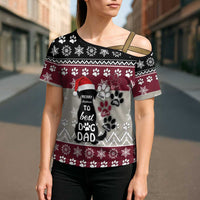 To Best Dog Dad Christmas Design Cross Shoulder Shirt Xmas Holiday Patterns - Wonder Print Shop